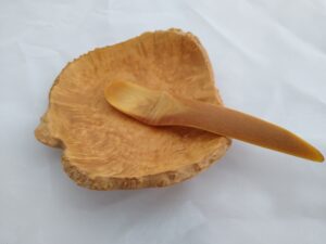 Mountain Laurel Root Burl Bowl and Lilac Spoon