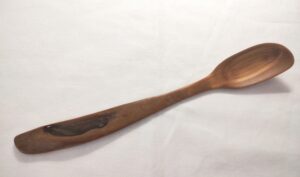 Lilac wood stir fry spoon with unusual handle SF4