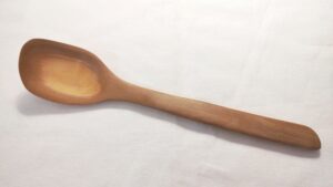 Lilac wood stir fry spoon with lovely coloring on the back of the bowl SF5