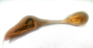 Unusual Small Left-handed Lilac Wood Serving Spoon with Natural Knothole LH10