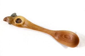 Mountain Laurel wood eating spoon with natural knothole in the handle PES6