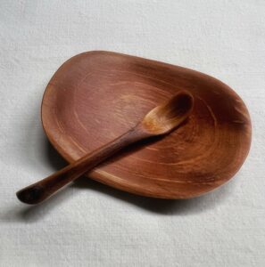 Tiny Mountain Laurel Bowl with Blueberry Wood spoon B7